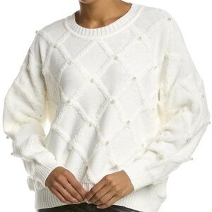 Nanette Lepore Pearl Accent Cream Sweater small